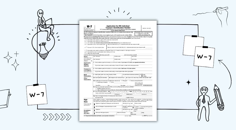 The blank W-7 form copy for print